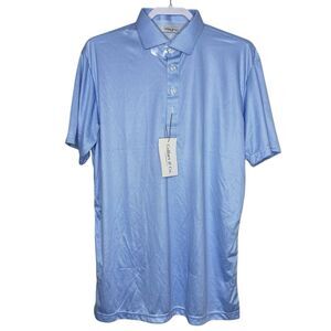 Collars and Co Polo Shirt Mens Large Blue Houndstooth Dress Collar Office NWT